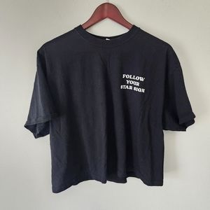 Urban Nation follow your star sign black graphic cropped tshirt size XL